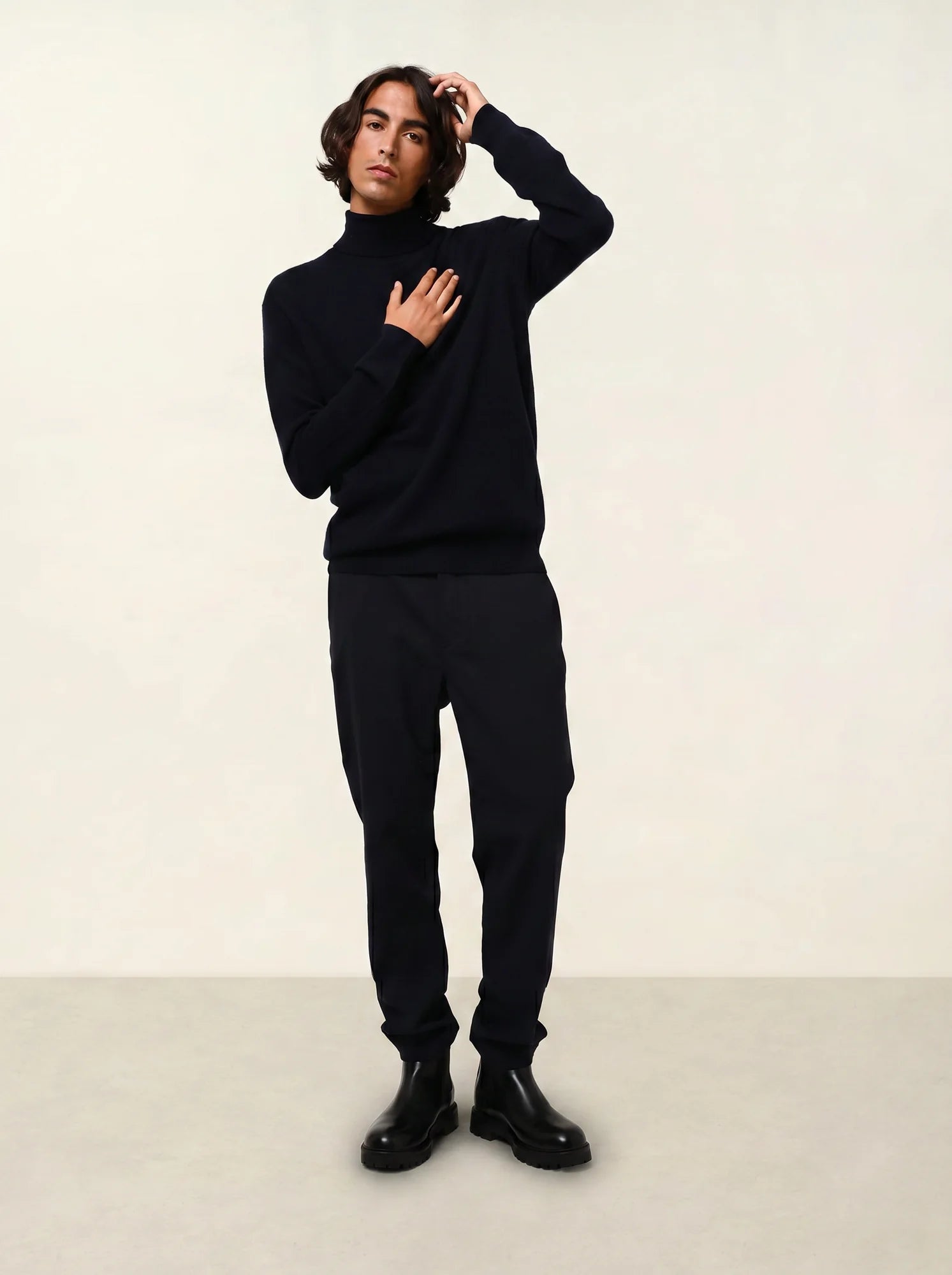 BANGE pull col roulé bleu marine