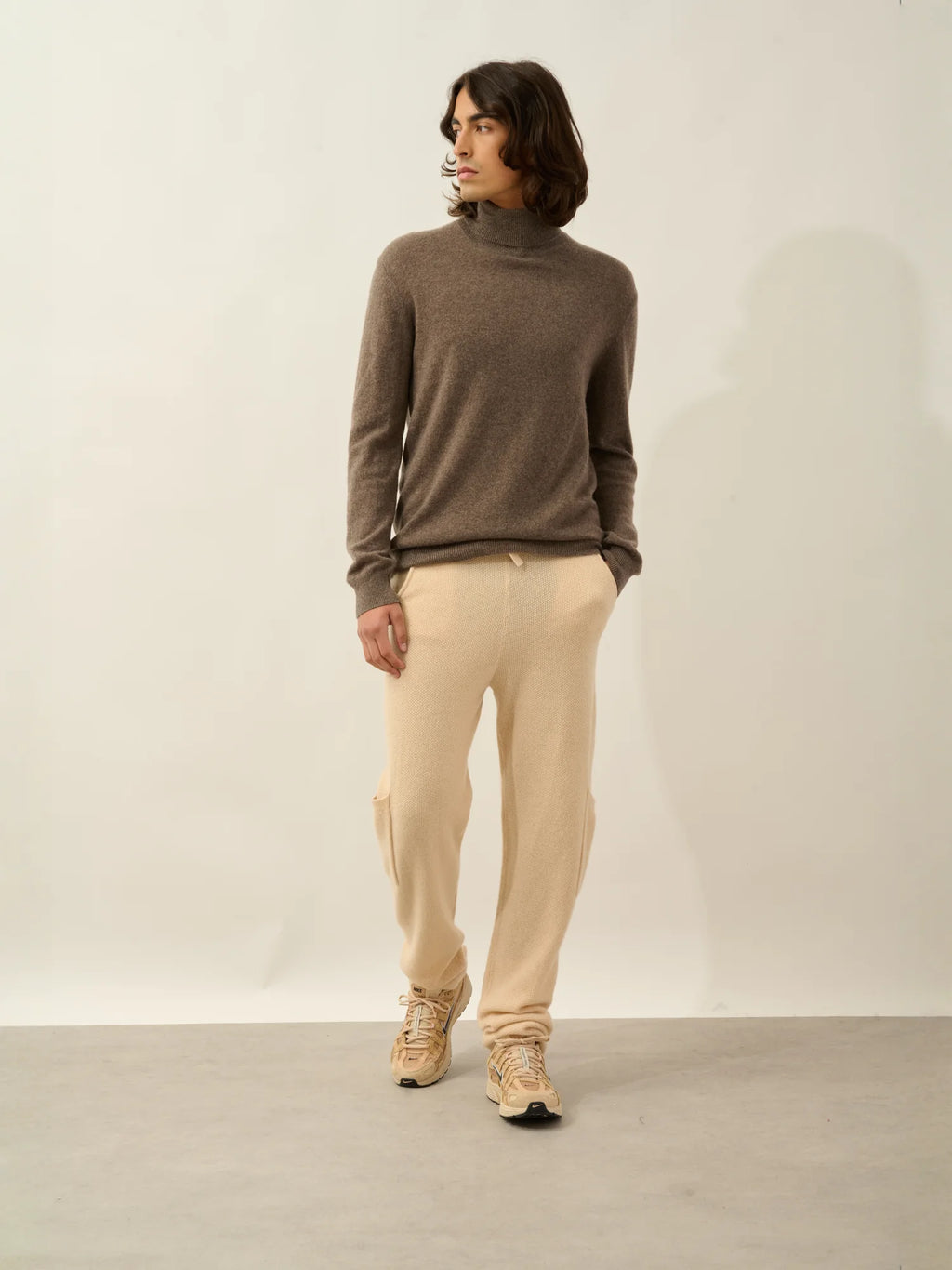 BANGE pull col roulé taupe chiné