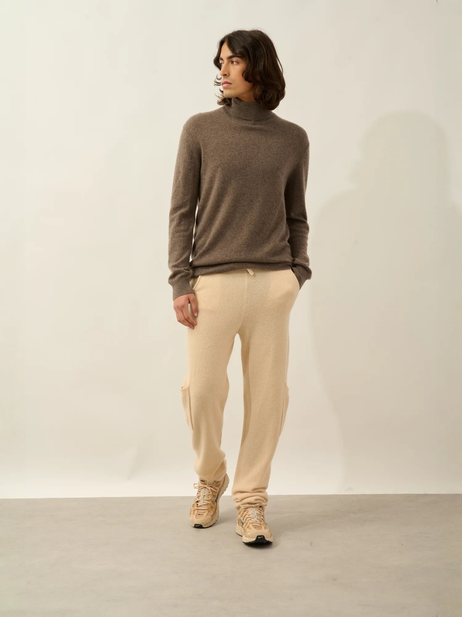 BANGE pull col roulé taupe chiné