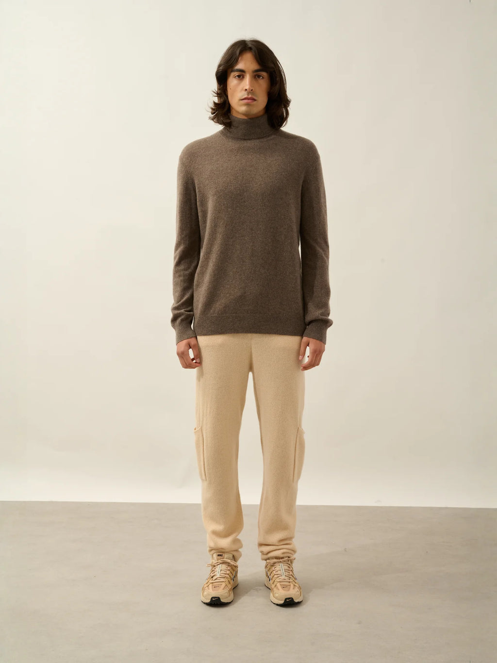 BANGE pull col roulé taupe chiné