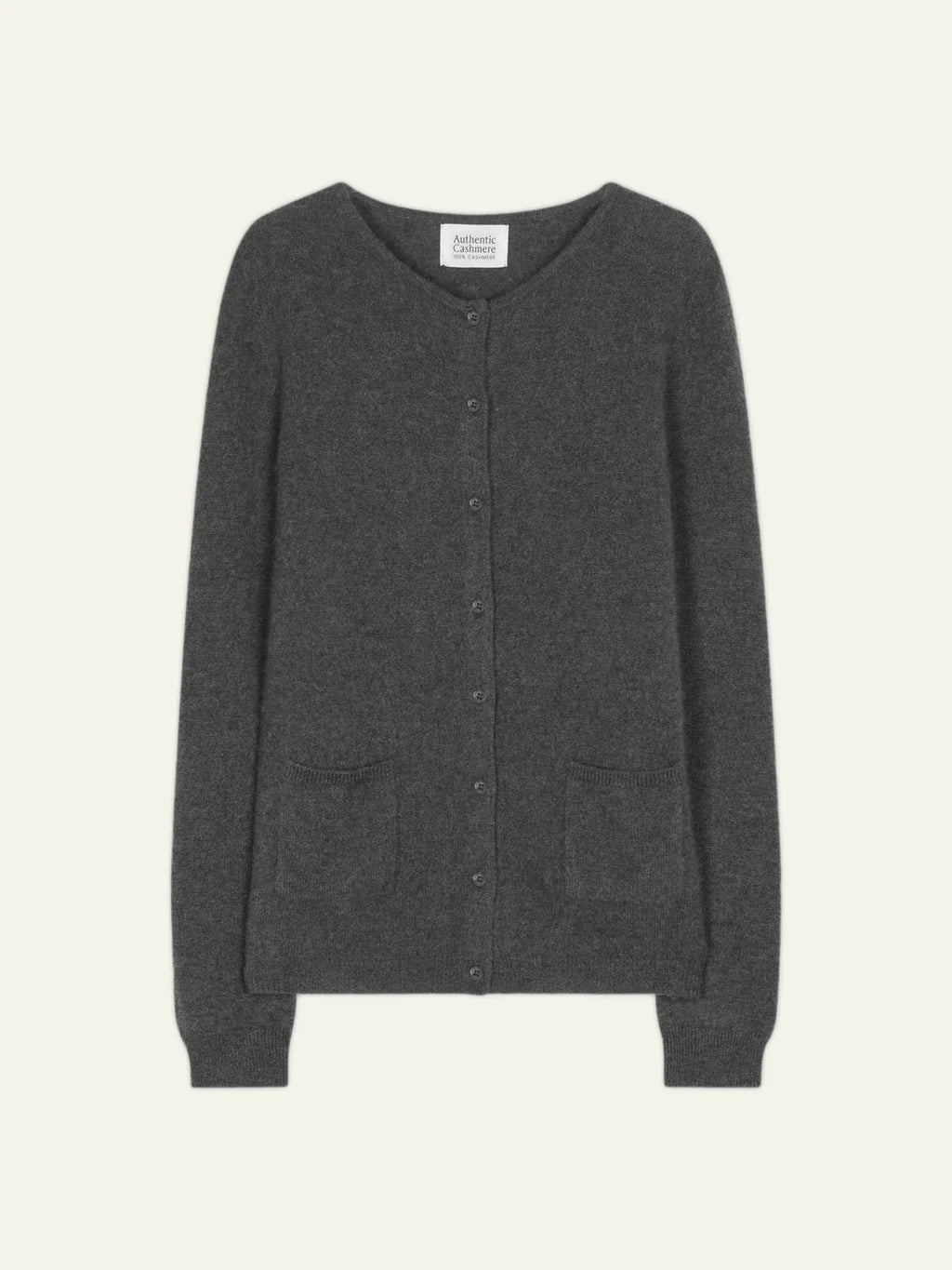 CARON cardigan col rond anthracite chiné