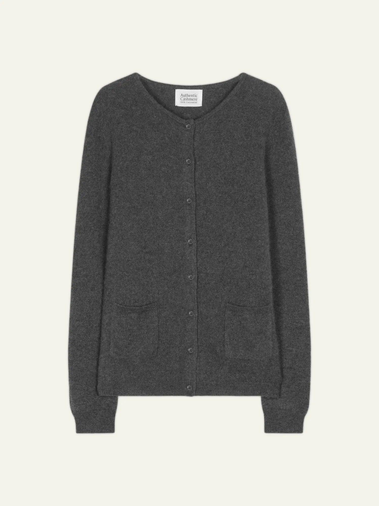 CARON cardigan col rond anthracite chiné