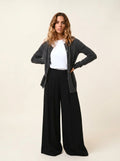 CARON cardigan col rond anthracite chiné