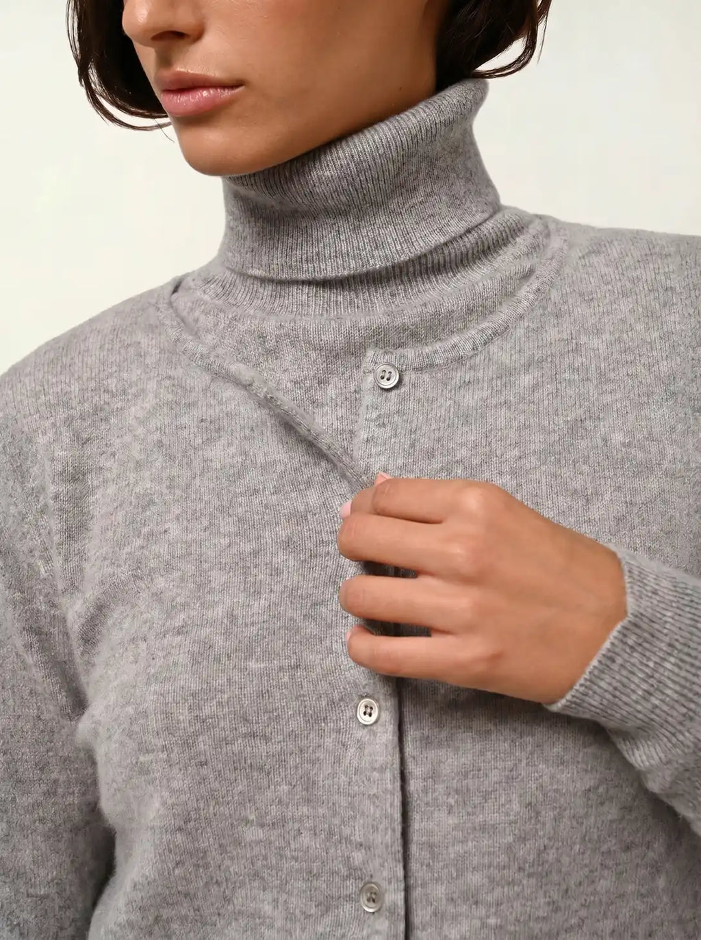 CARON cardigan col rond nuage chiné