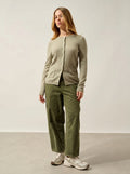 CARON Strickjacke Rundhalsausschnitt Oliv