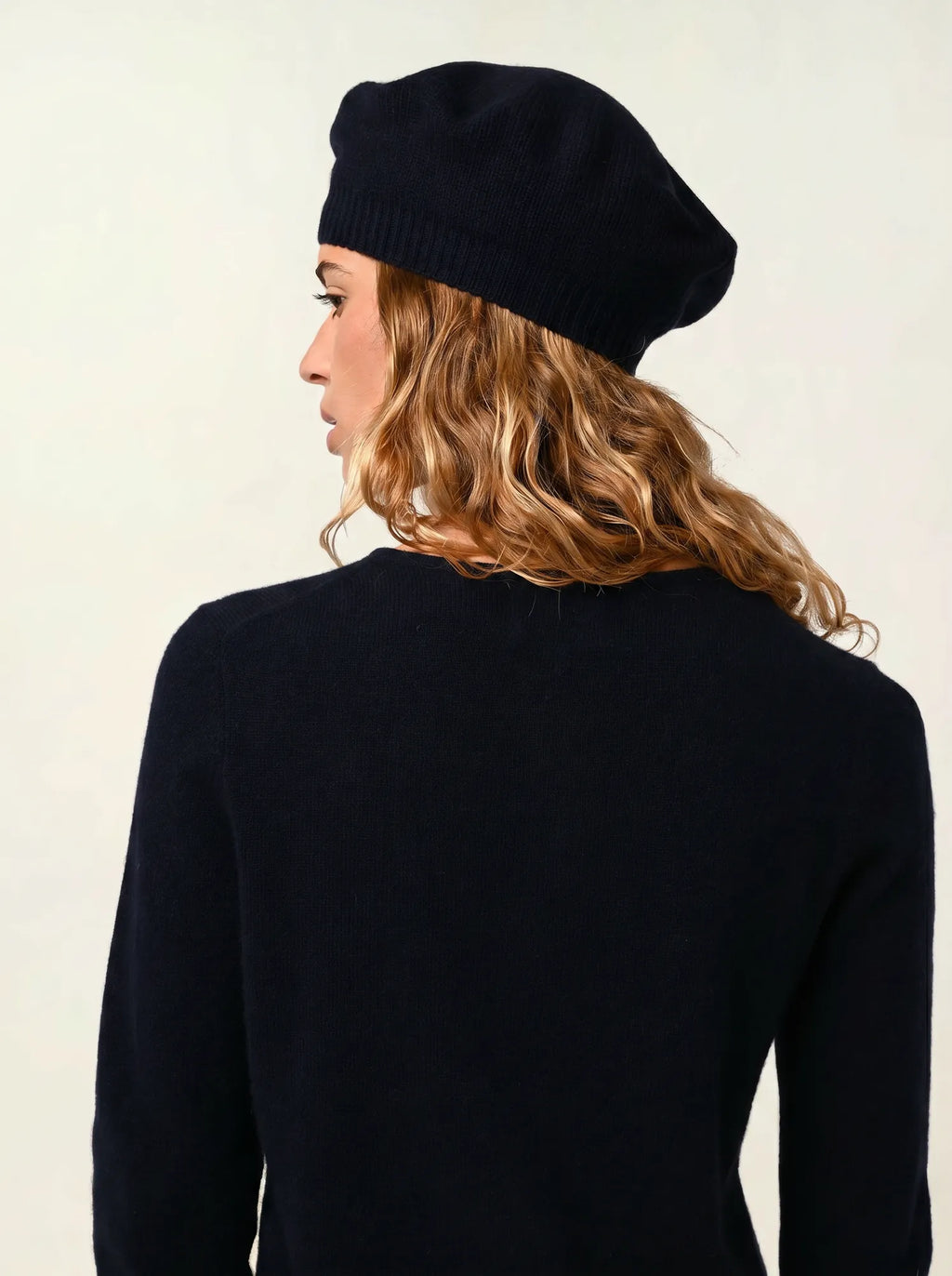 CARON cardigan col rond bleu marine
