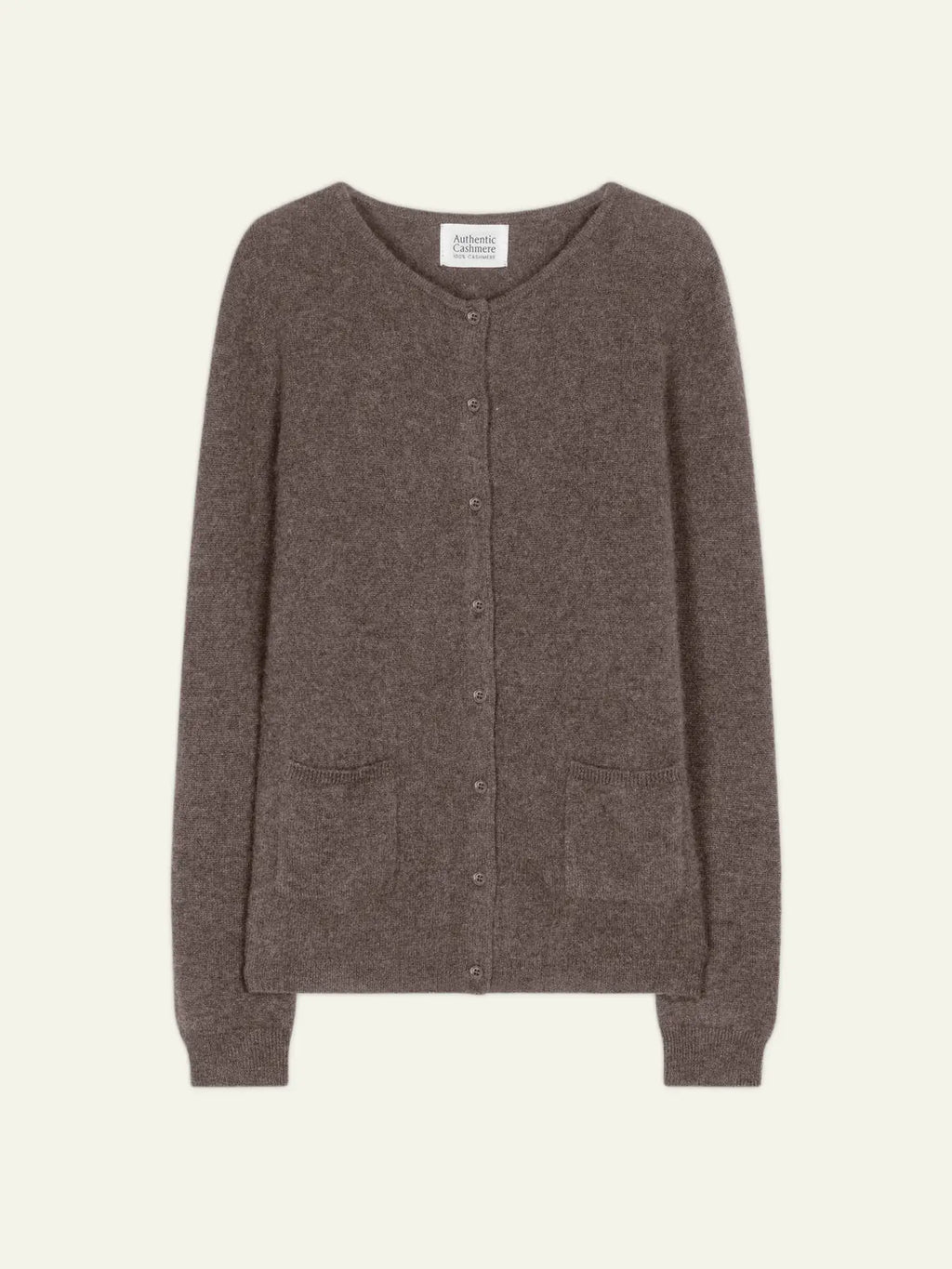 CARON cardigan col rond taupe chiné