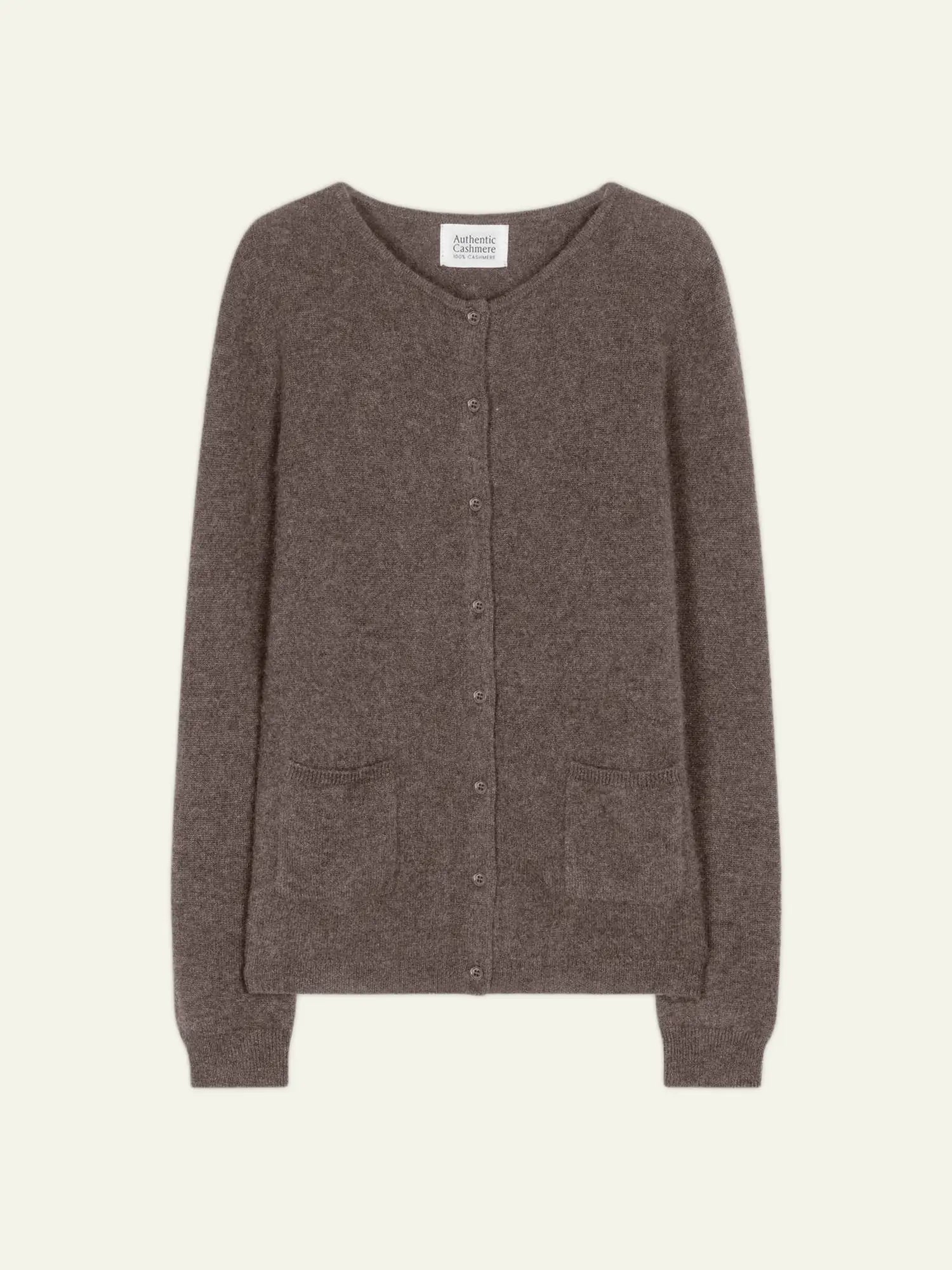 CARON cardigan col rond taupe chiné