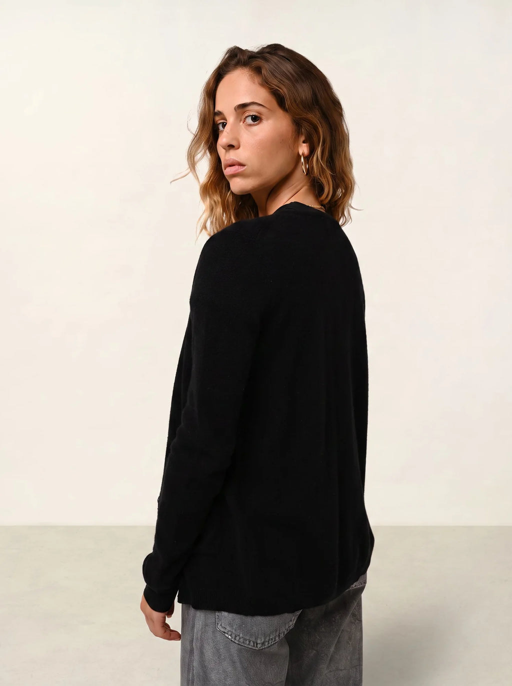 CARON cardigan col rond noir