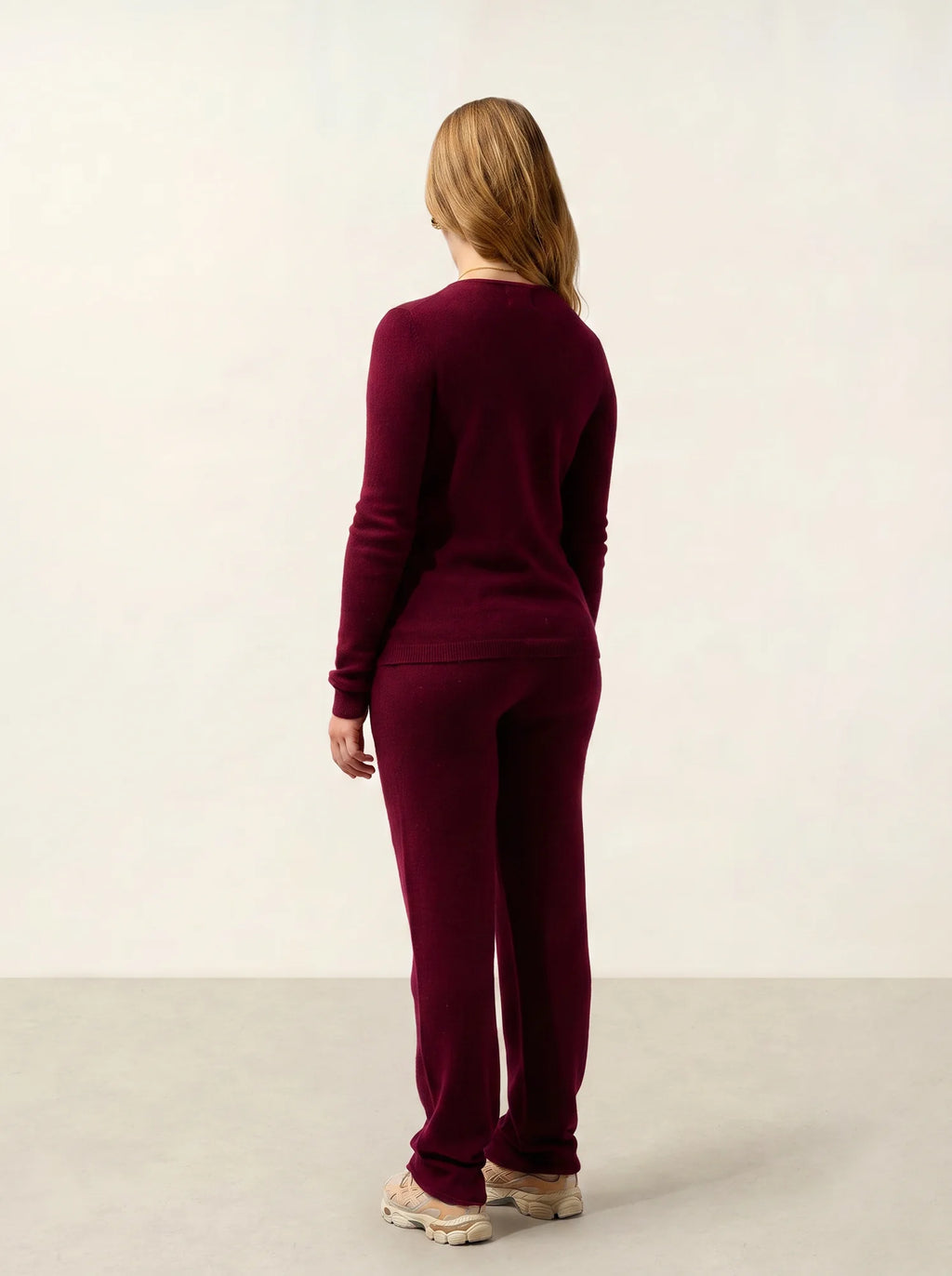 CARON cardigan col rond bordeaux