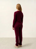 CARON cardigan col rond bordeaux