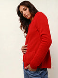 CARON cardigan col rond rouge