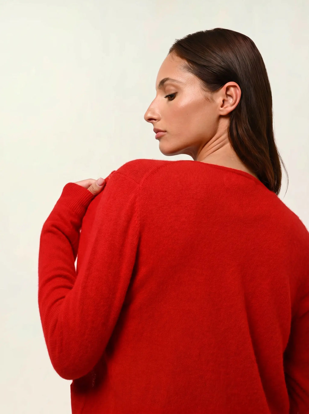 CARON cardigan col rond rouge