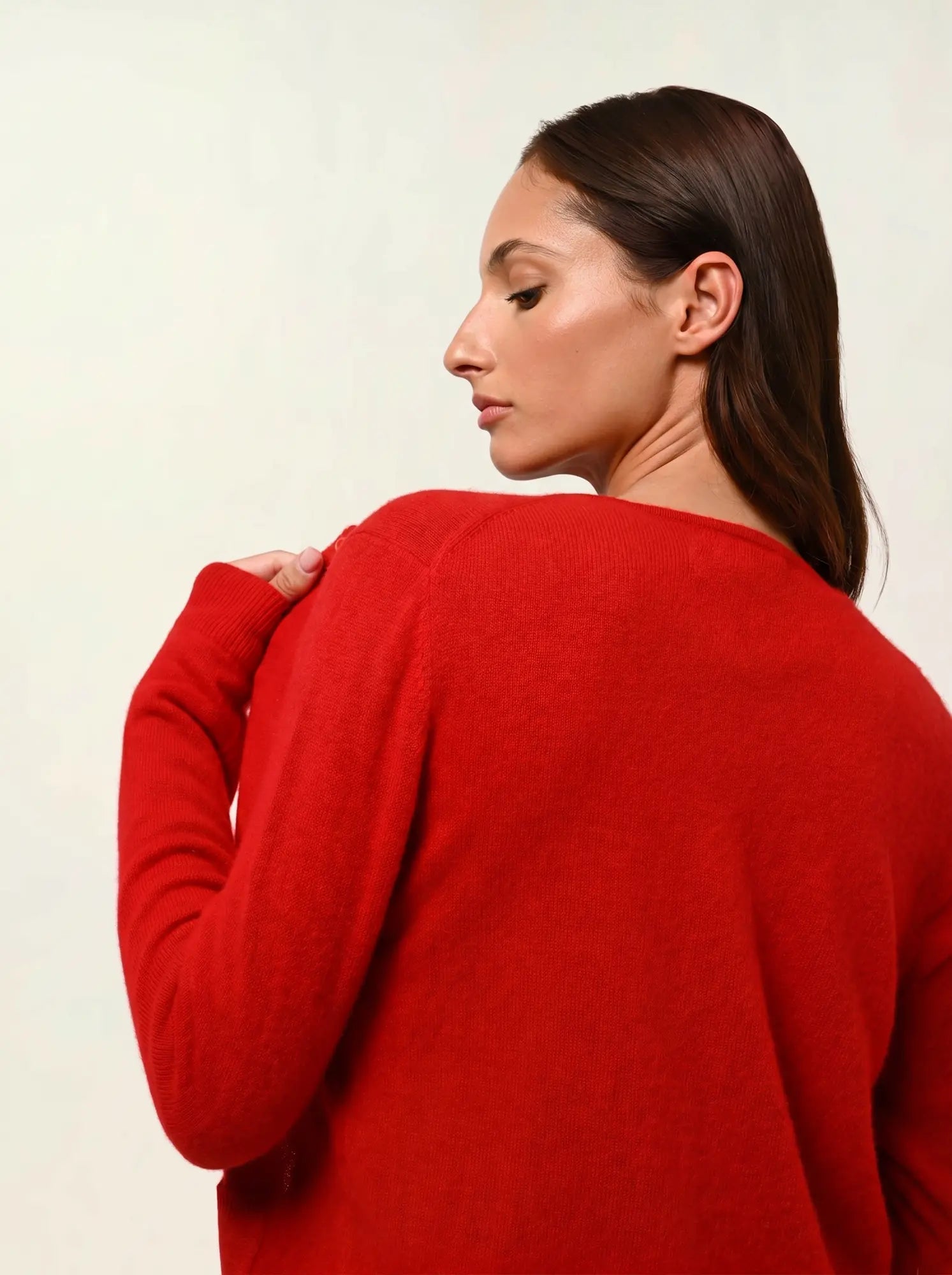 CARON cardigan col rond rouge