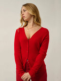 CHALAIS cardigan col V rouge