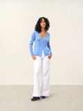 CHALAIS cardigan col V ciel