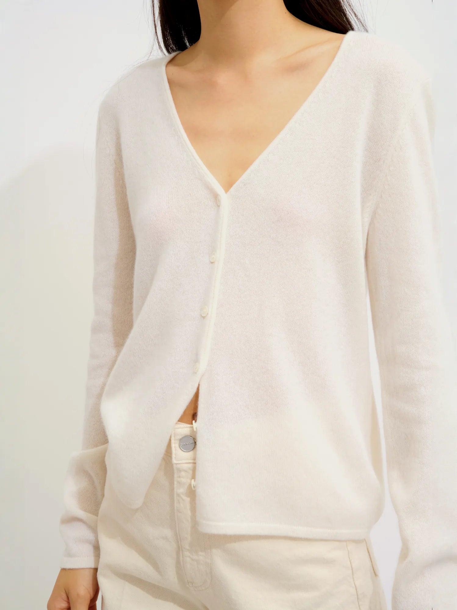 CHALAIS cardigan col V neige