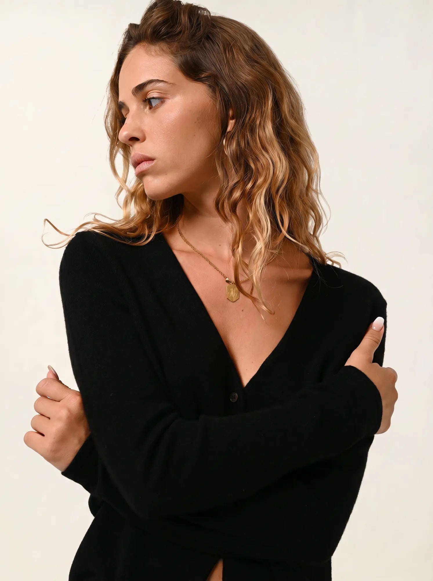 CHALAIS cardigan col V noir