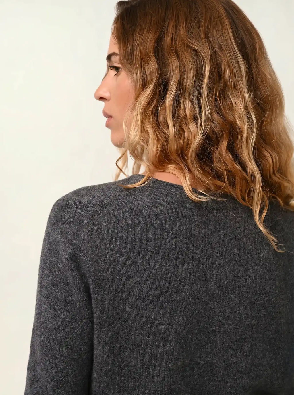 CHALAIS cardigan col V anthracite chiné