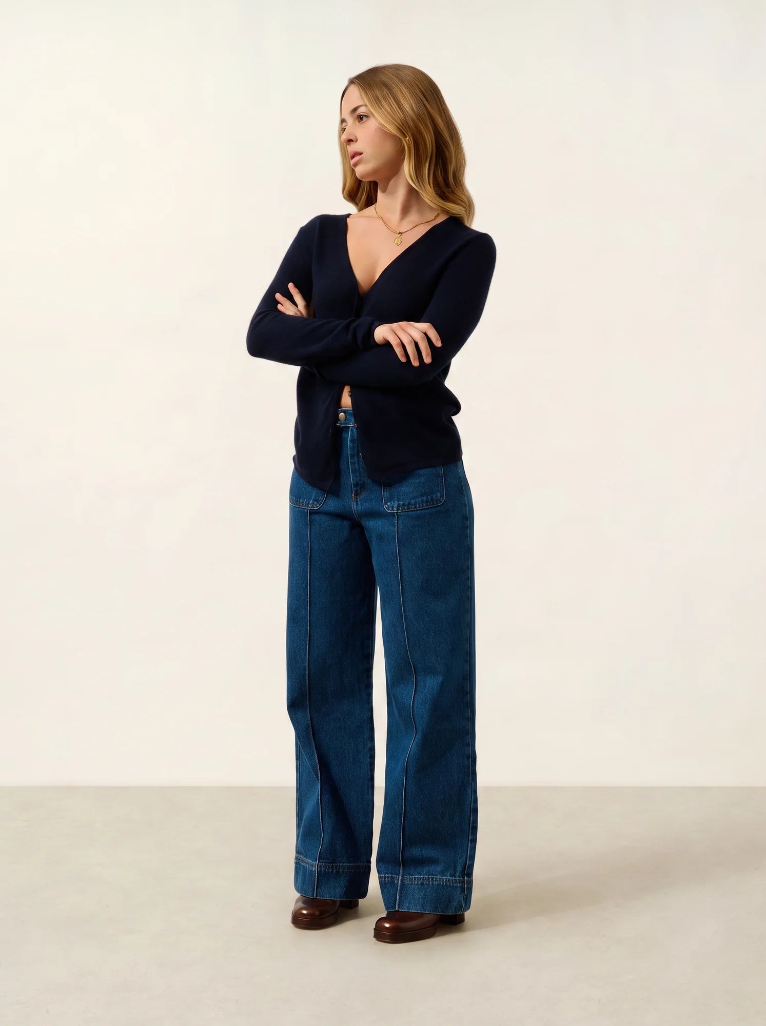 CHALAIS cardigan col V bleu marine
