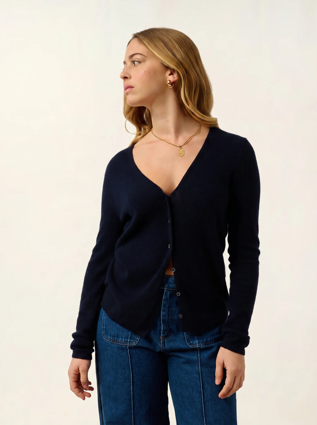 CHALAIS cardigan col V bleu marine