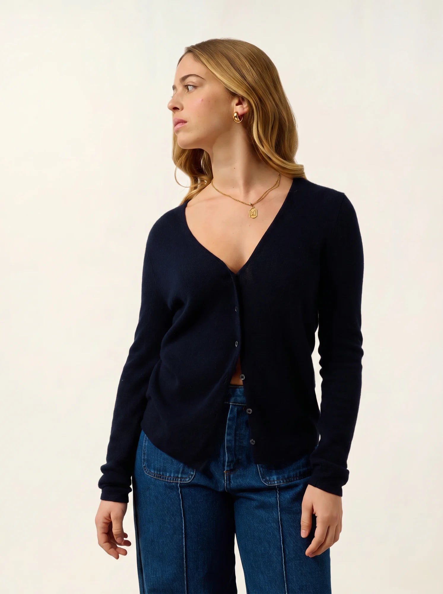 CHALAIS cardigan col V bleu marine