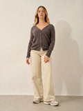 CHALAIS cardigan col V taupe chiné