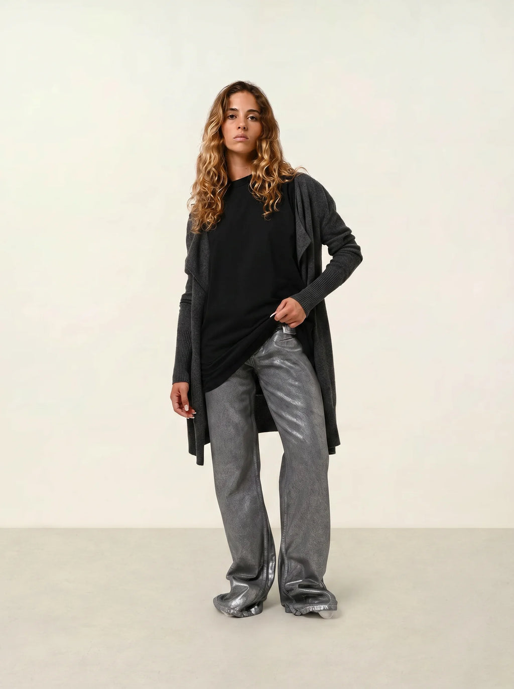 CHÉSERY veste longue anthracite chiné