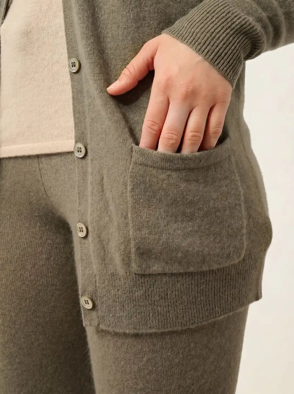 CIMET cardigan col V army