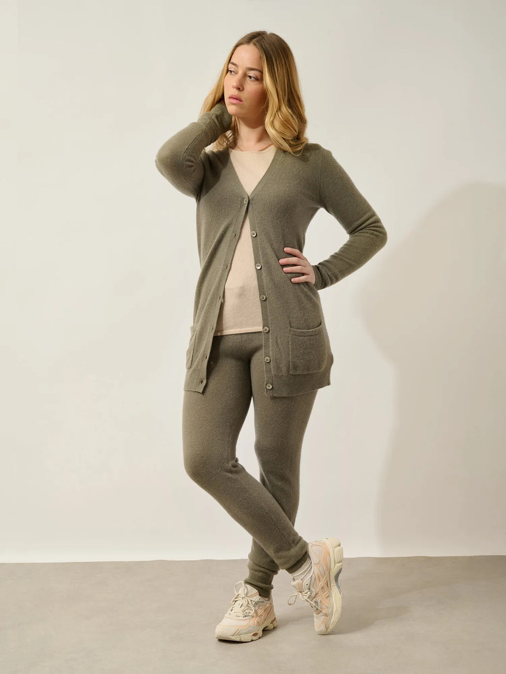 CIMET cardigan col V army