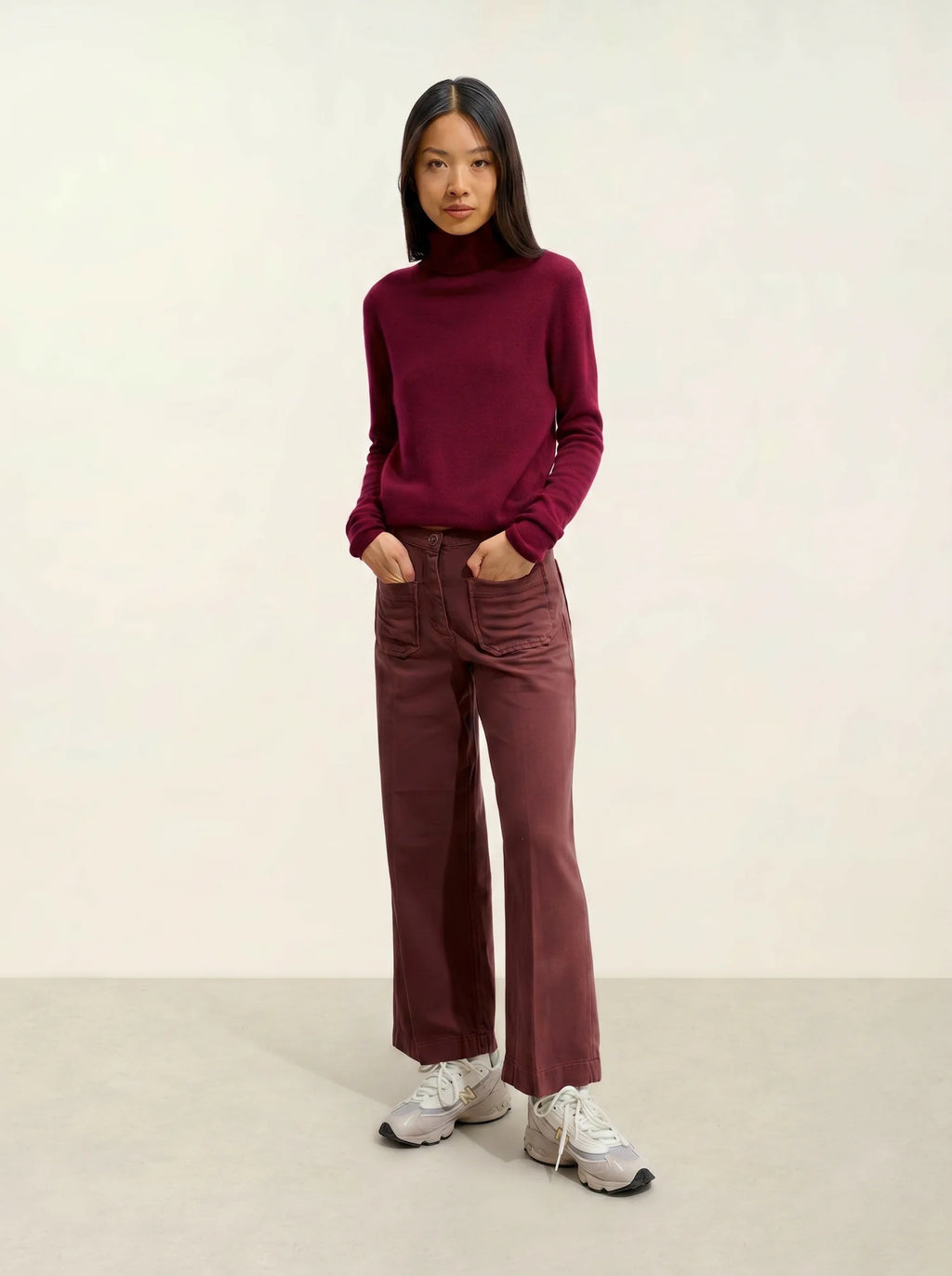 BISE pull col roulé bordeaux