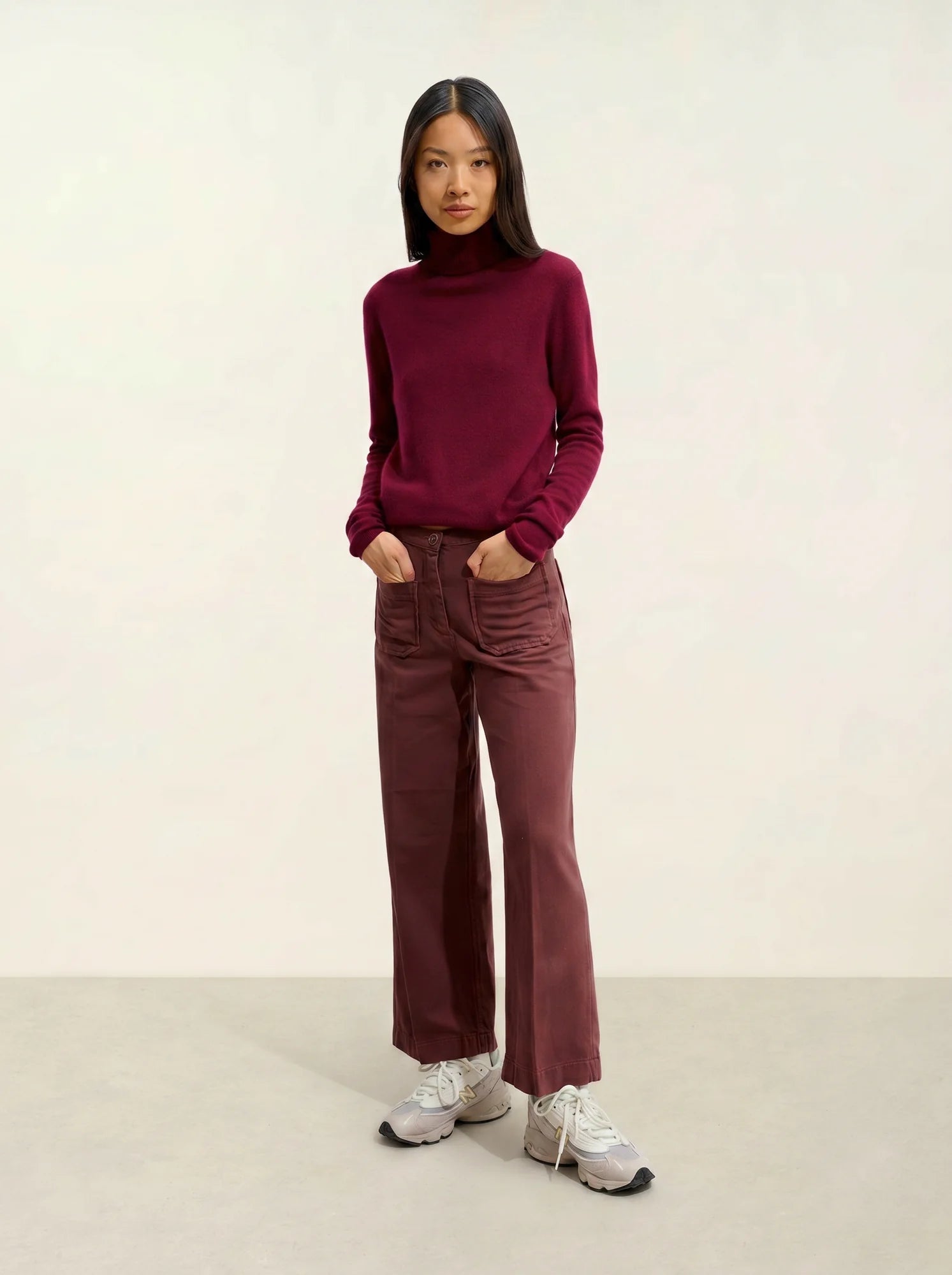 BISE pull col roulé bordeaux
