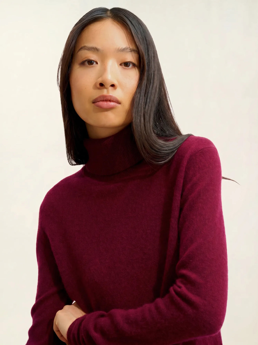 BISE pull col roulé bordeaux