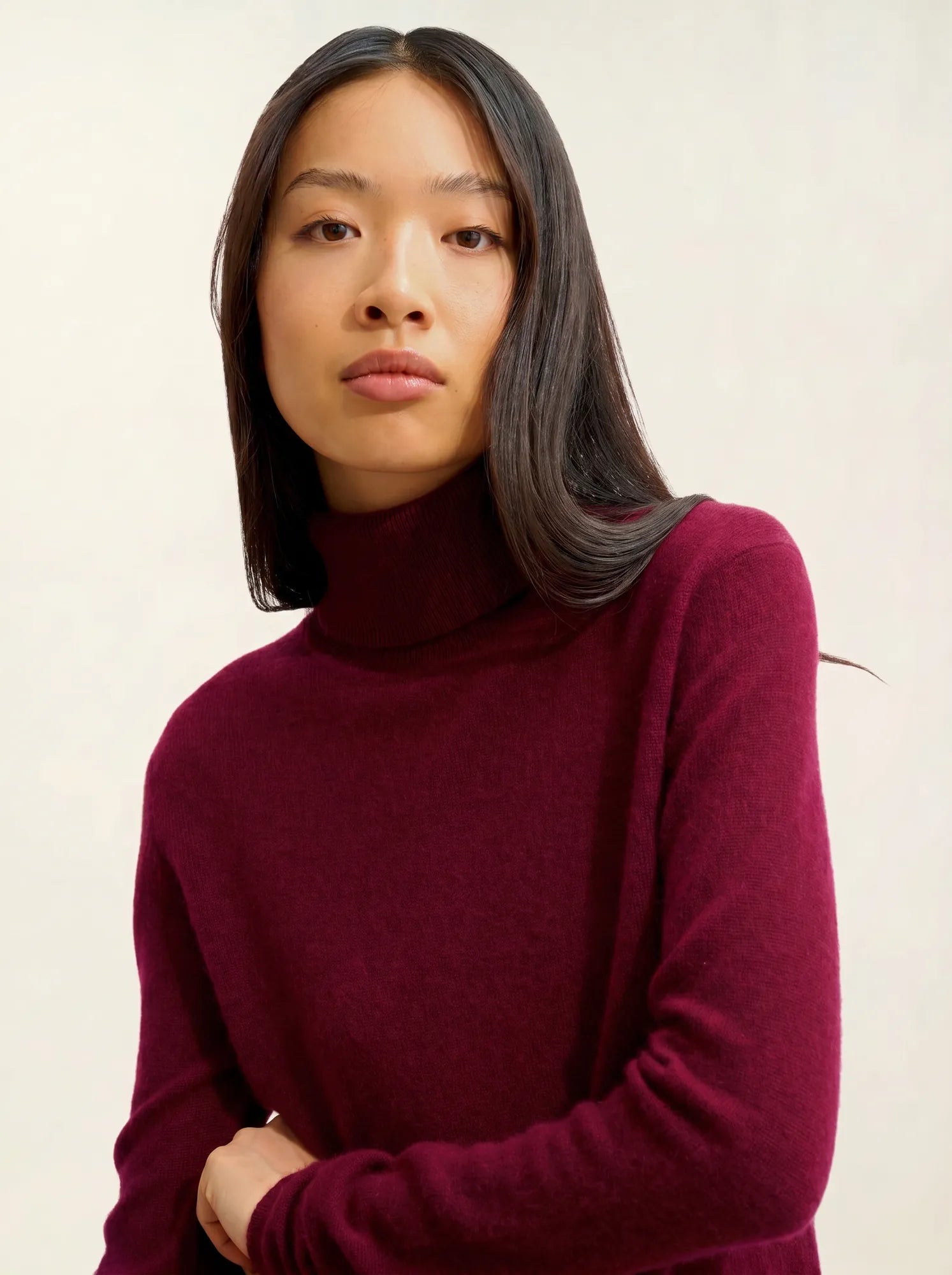 BISE pull col roulé bordeaux