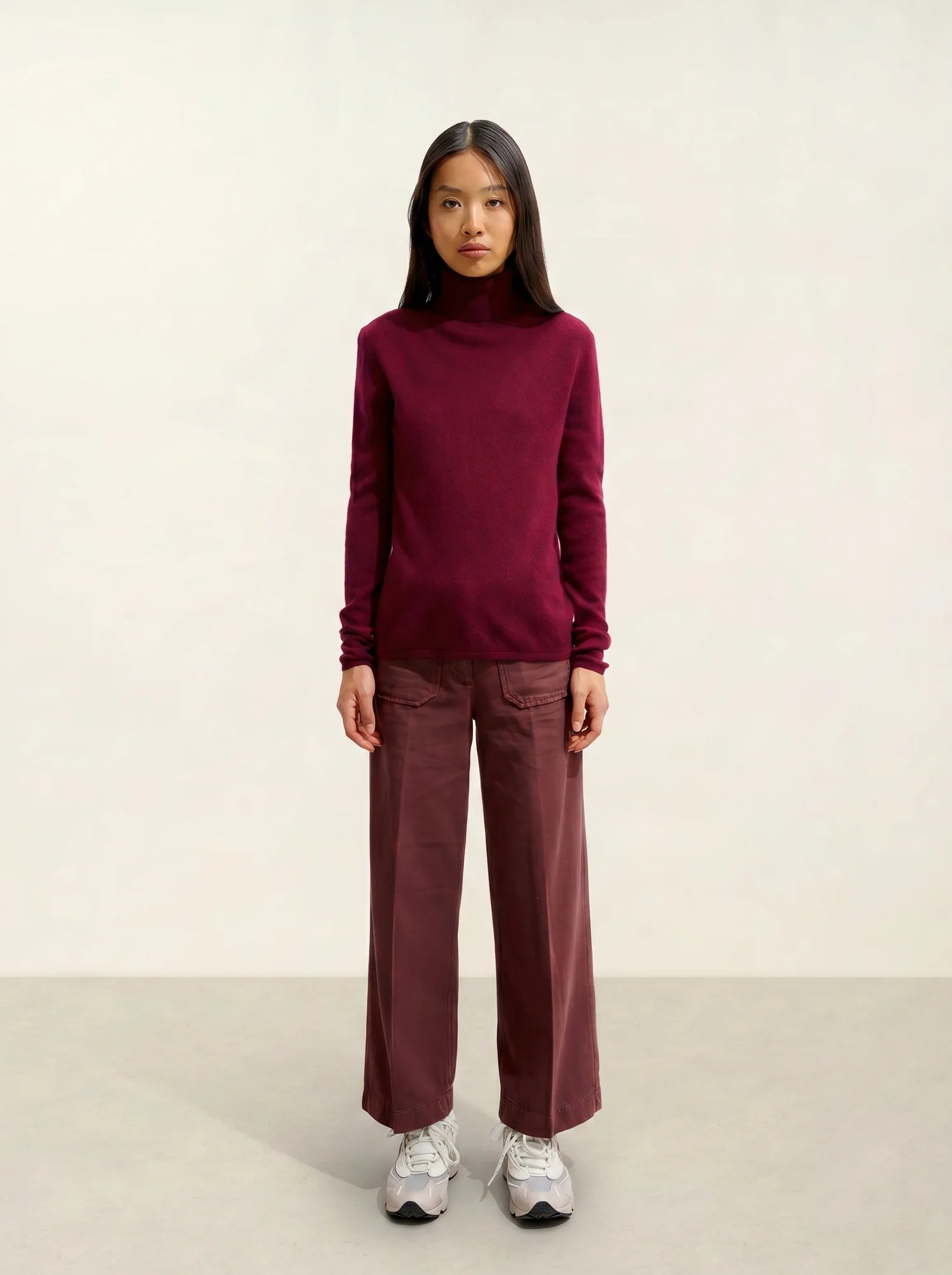 BISE pull col roulé bordeaux