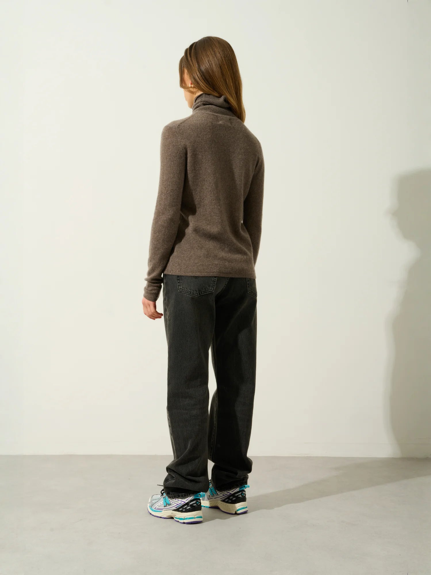 BISE pull col roulé taupe chiné