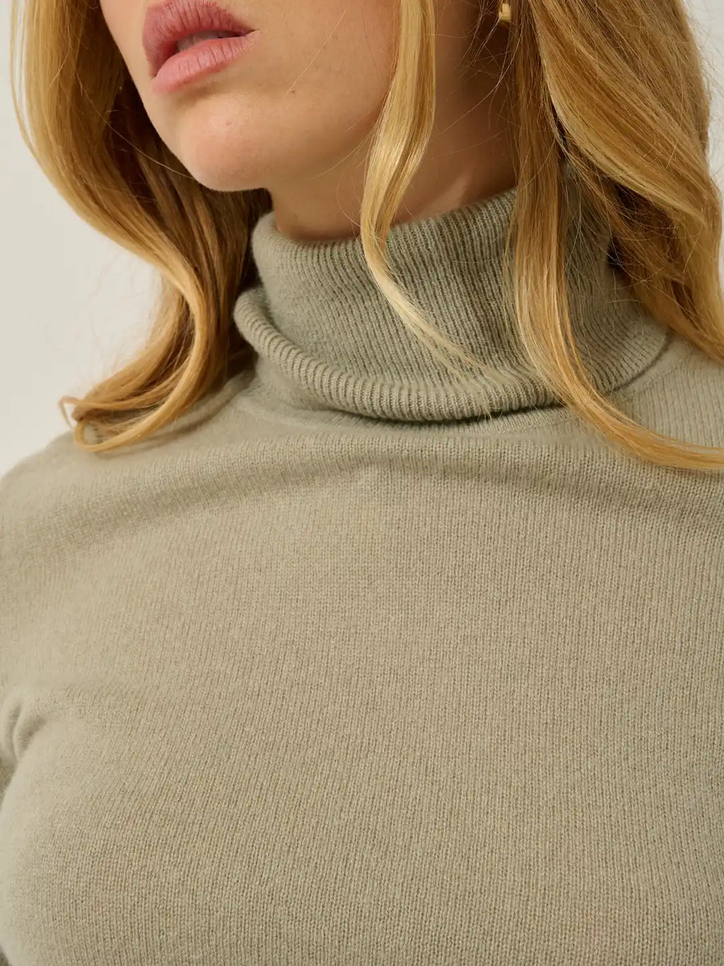 BISE pull col roulé olive
