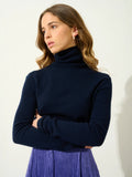 BISE pull col roulé bleu marine