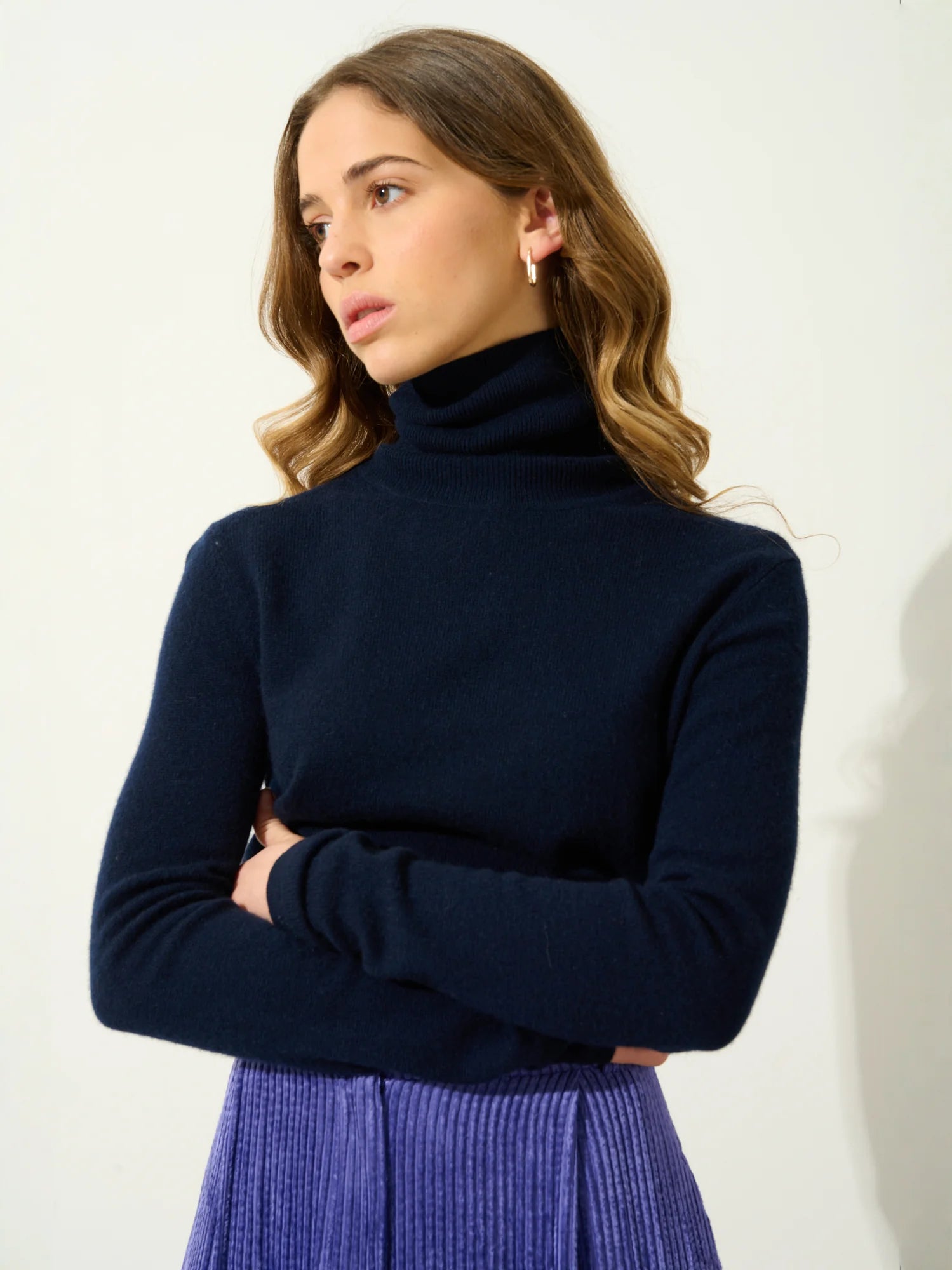 BISE pull col roulé bleu marine