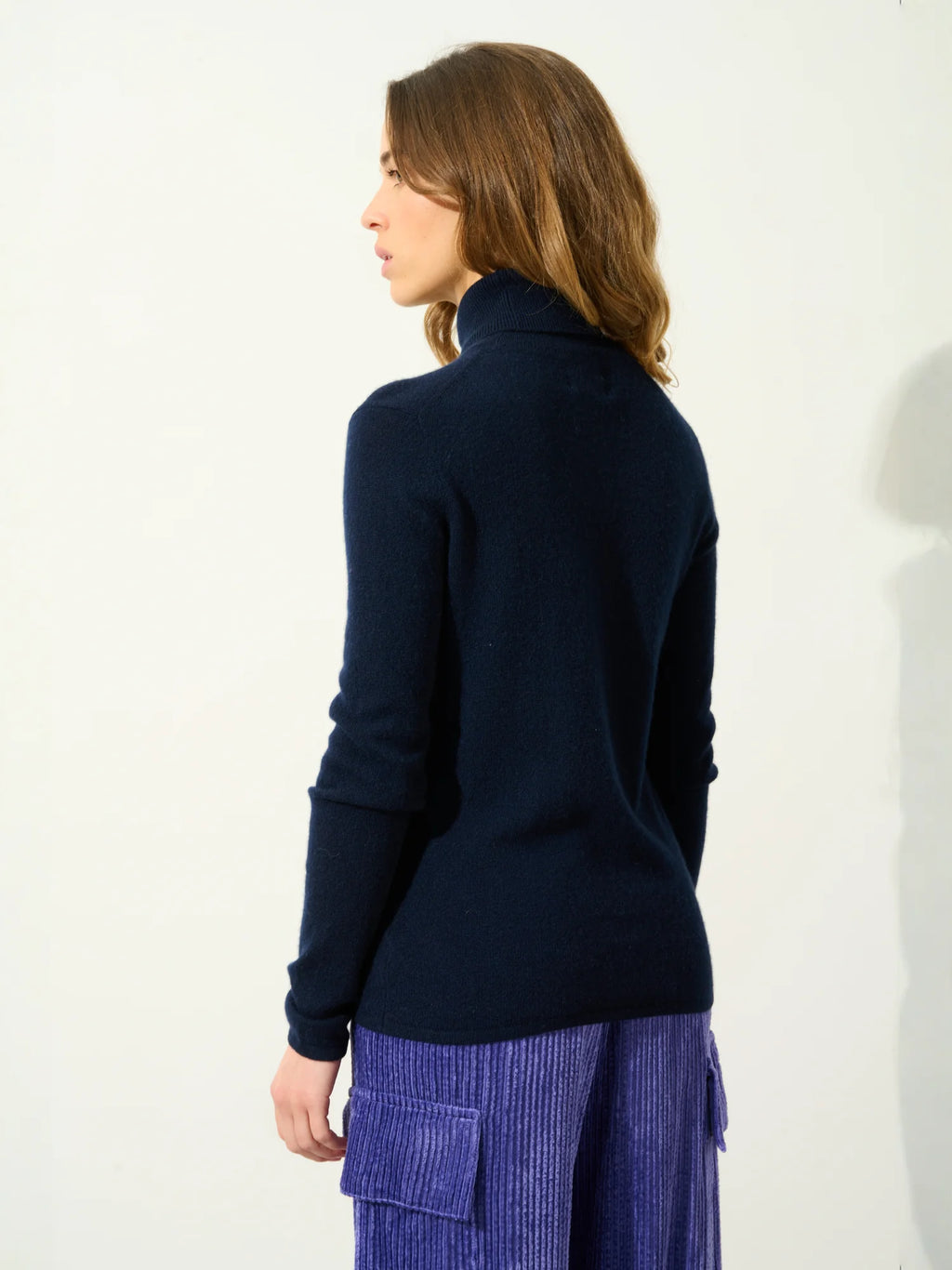 BISE pull col roulé bleu marine