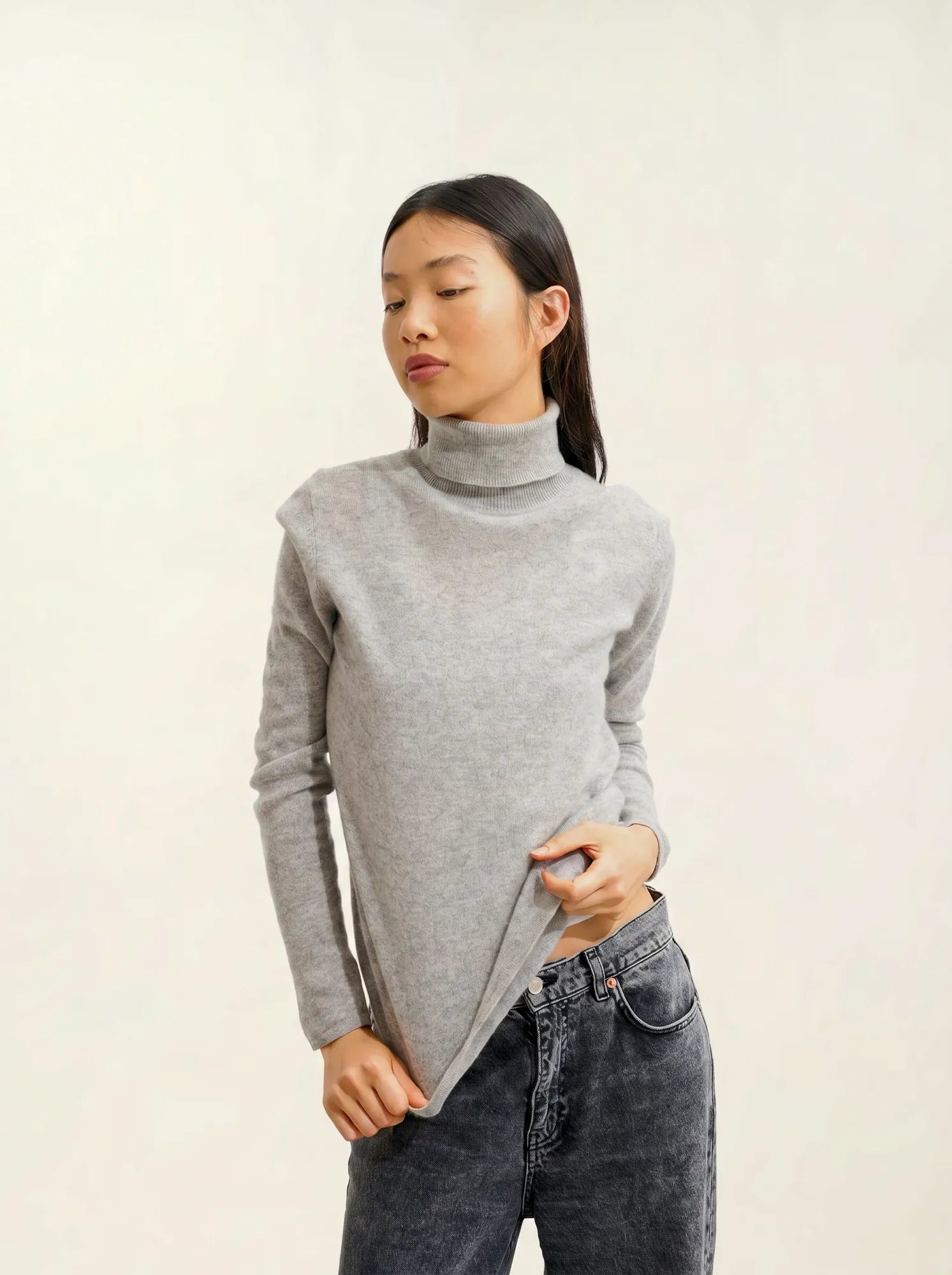 BISE pull col roulé nuage chiné