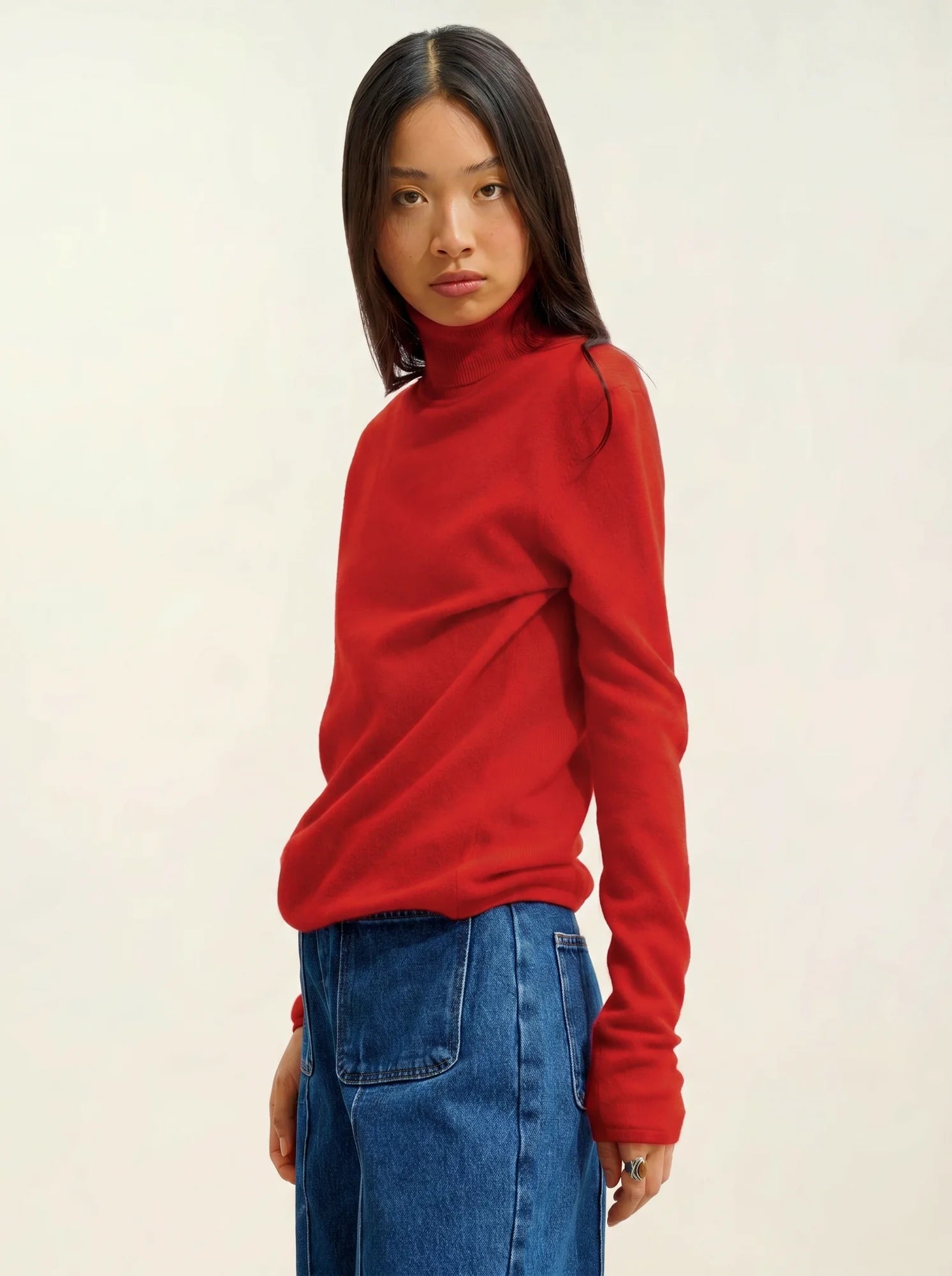 BISE pull col roulé rouge