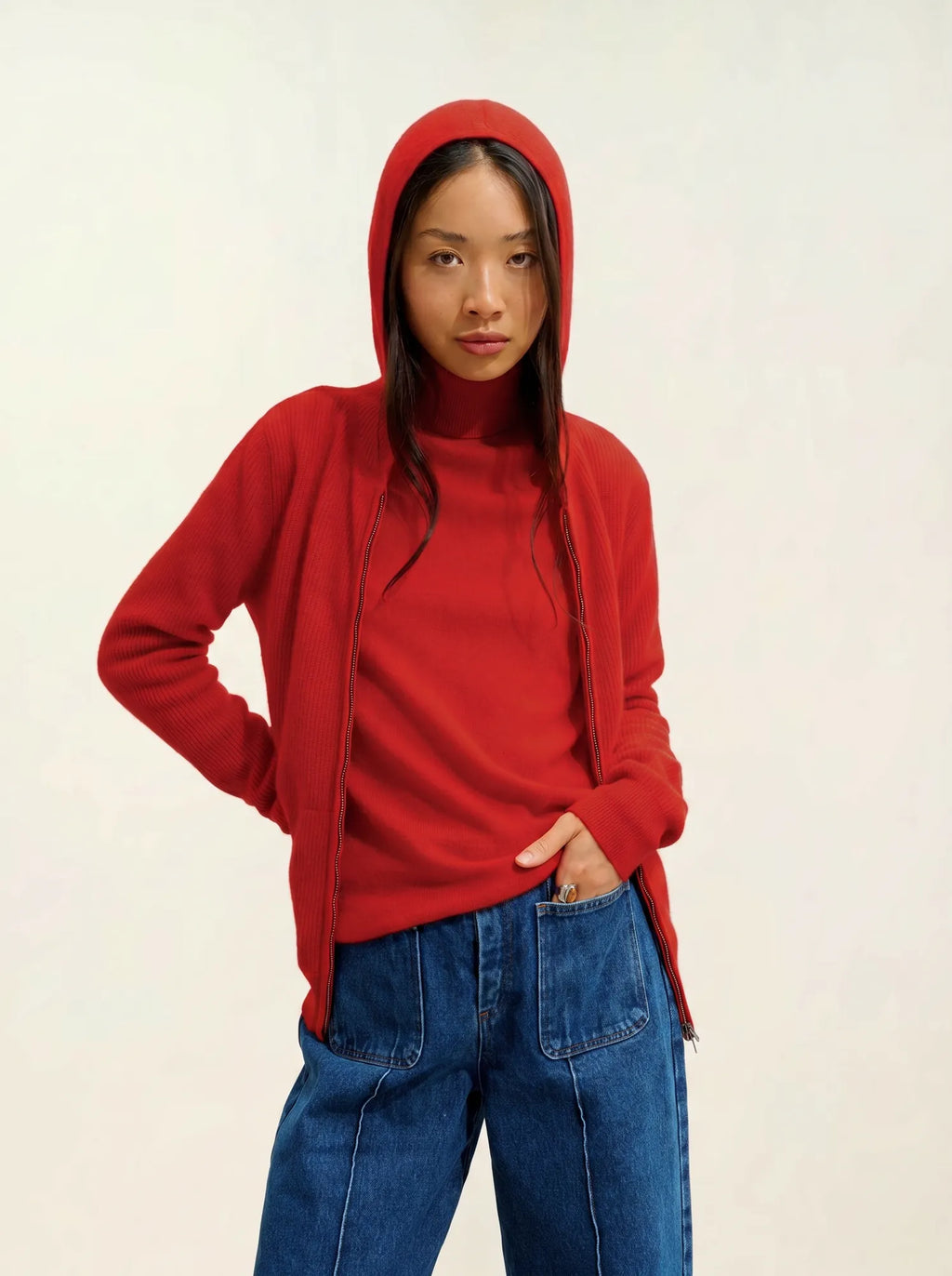 BISE pull col roulé rouge