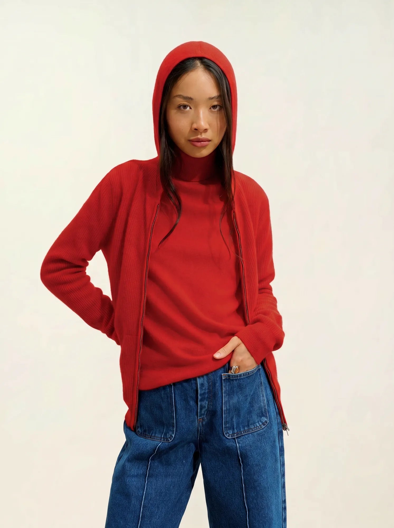 BISE pull col roulé rouge