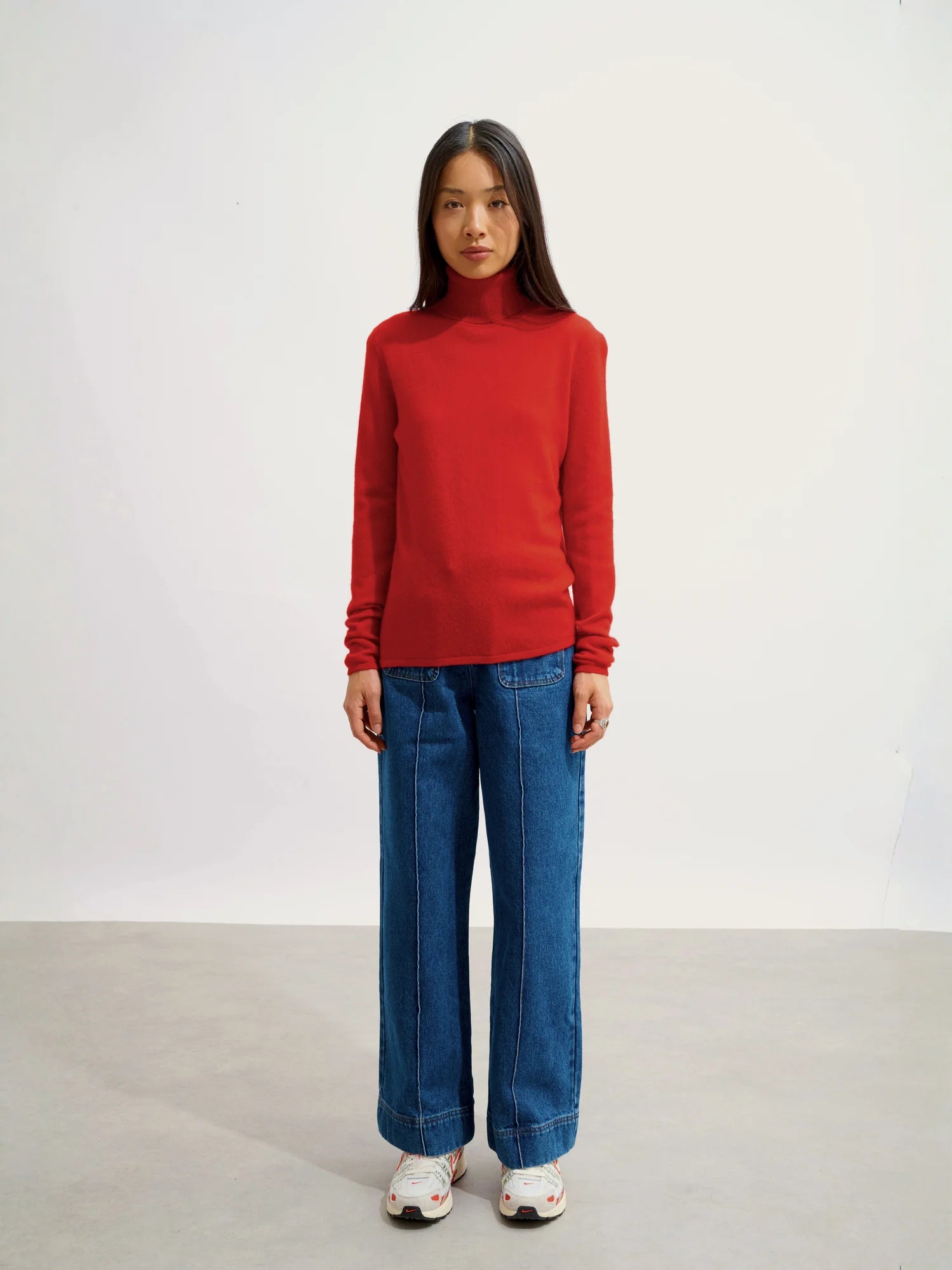 BISE pull col roulé rouge