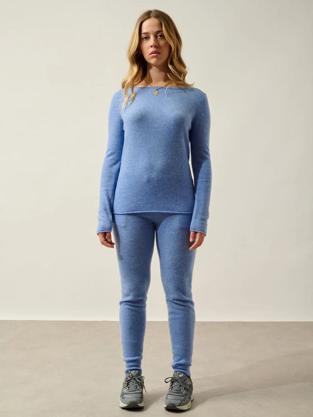 CRIOU Pullover U-Boot-Ausschnitt Himmelblau
