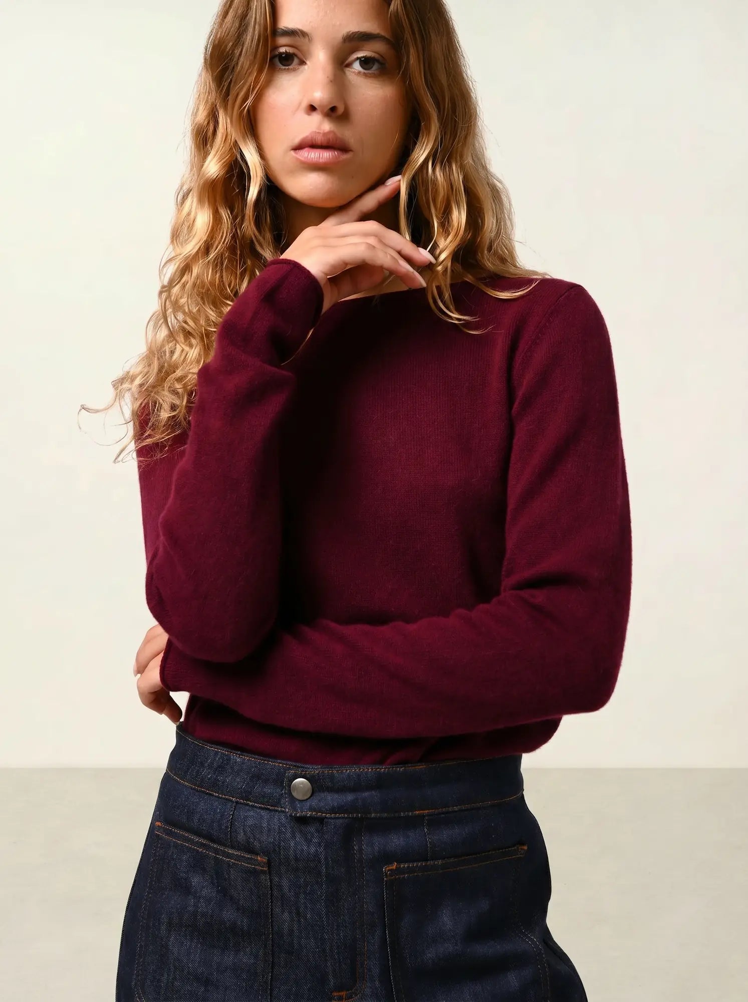 CRIOU pull col bateau bordeaux
