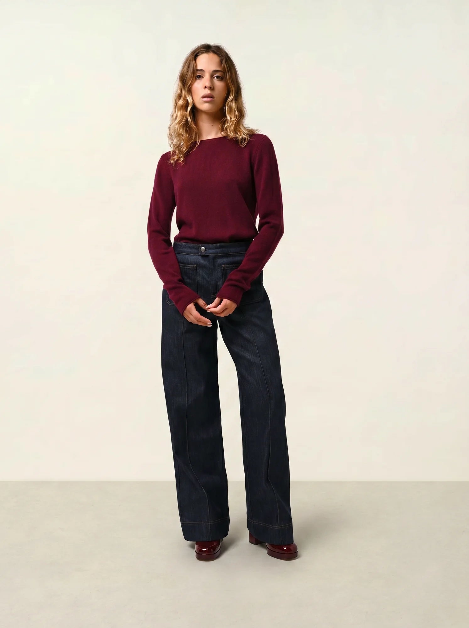 CRIOU pull col bateau bordeaux