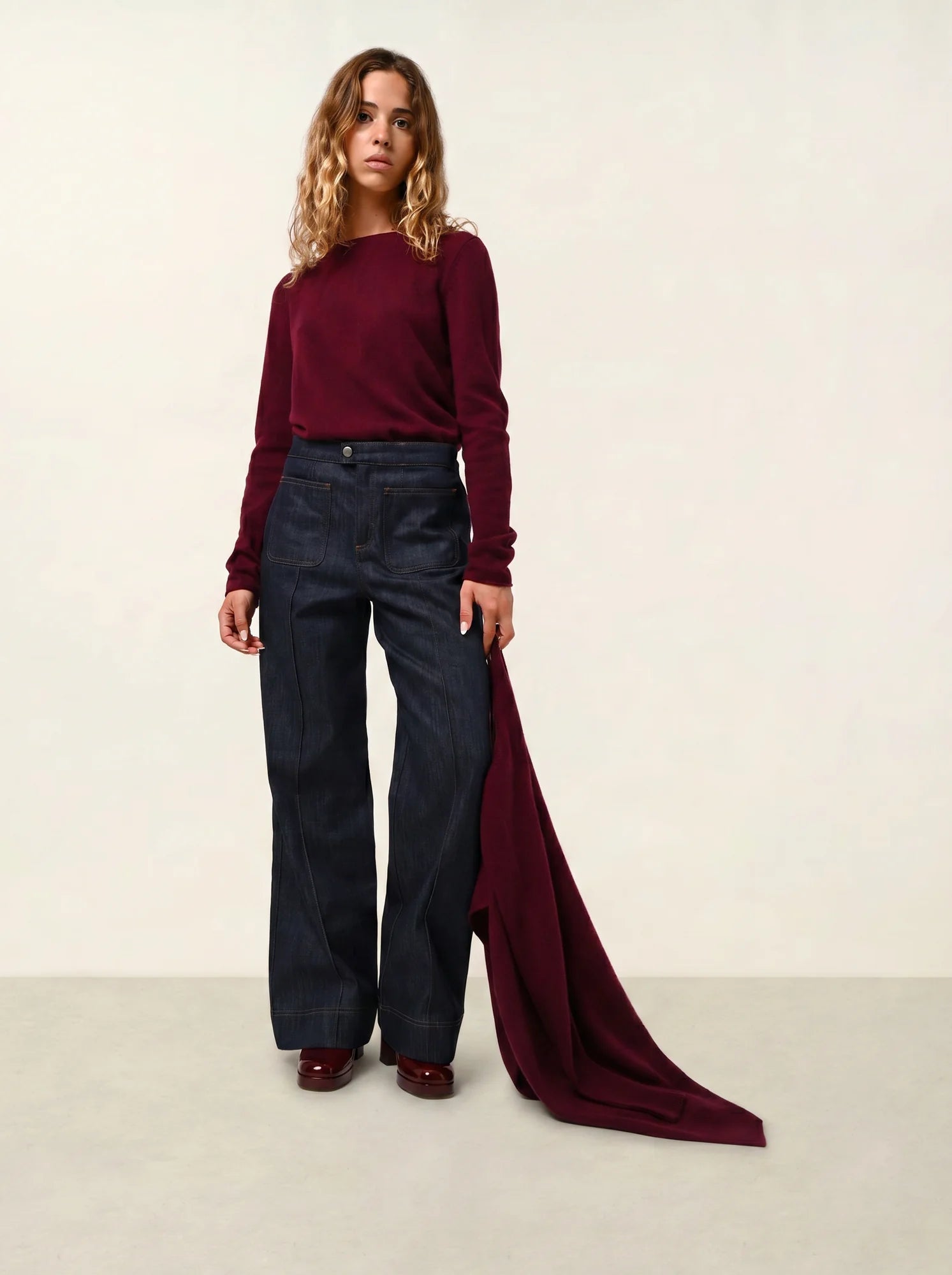 CRIOU pull col bateau bordeaux