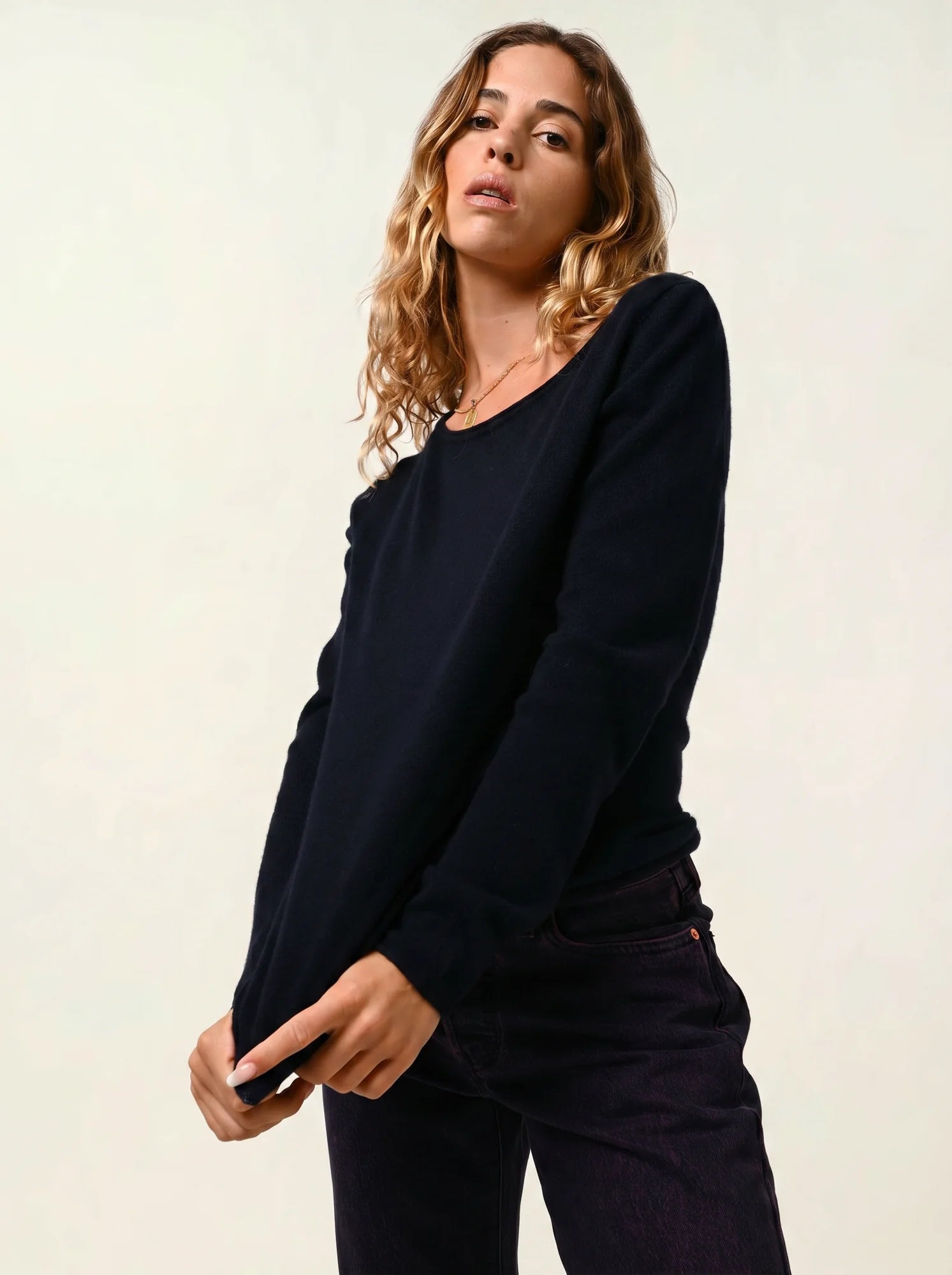 CRIOU pull col bateau bleu marine
